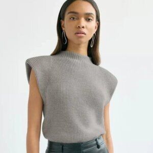 Aritzia Babaton Hazlitt Merino Wool Sweater Vest Women's 2XL Shoulder Pads Mock